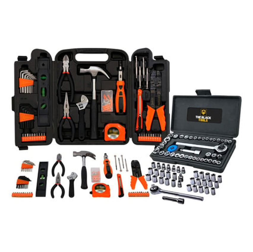 Kit Jogo De Ferramentas Completo C/ Soquetes E Chaves TBT12940K The Black Tools