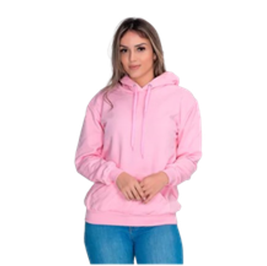 Moletom Liso Flanelado Feminino Blusa De Frio Canguru