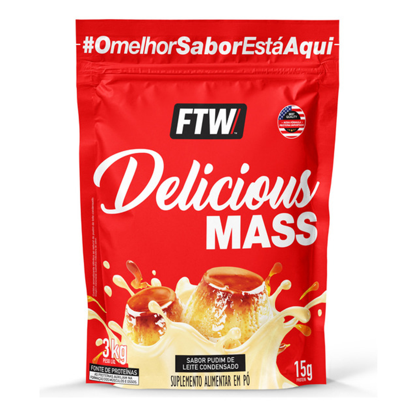 Delicious Mass Hipercalórico Refil 3kg Sabor Pudim De Leite Condensado - Ftw