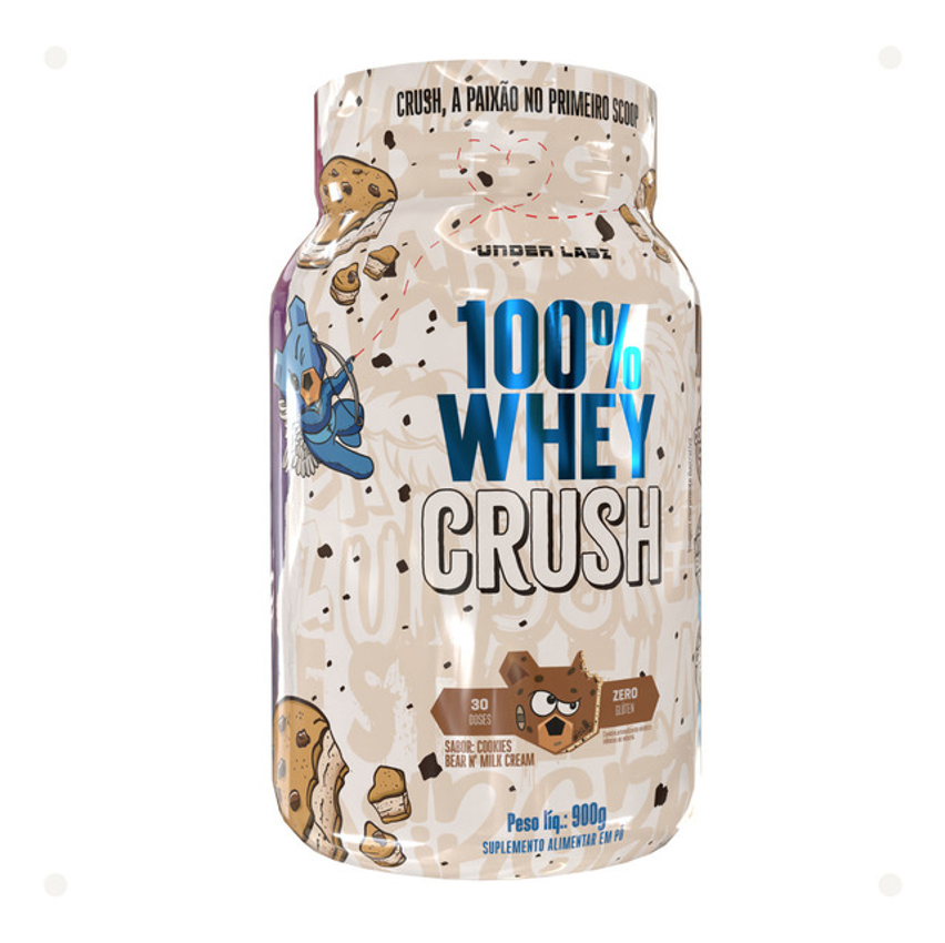 Whey Protein Crush 100% Concentrado Under Labz Sem Glúten Sabor Cookies Bear And Milk Cream