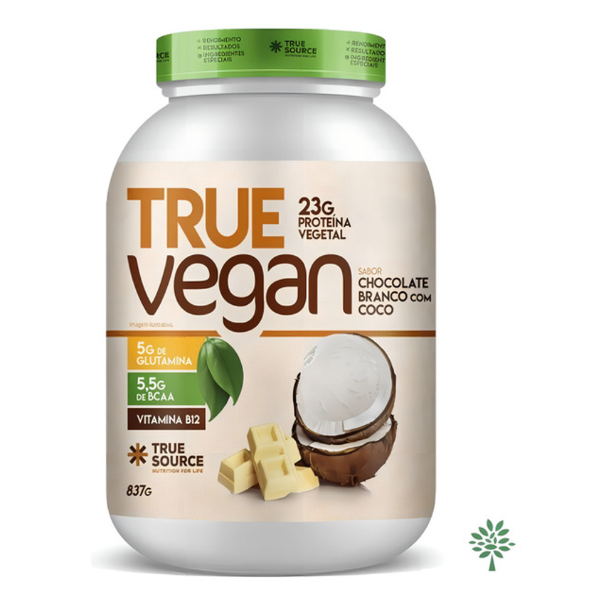 Suplemento Em Pó True Whey Vegan 837g Proteína Isolada Vegetal Vegana True Source Pote 837g Sabor Chocolate Branco Com Coco