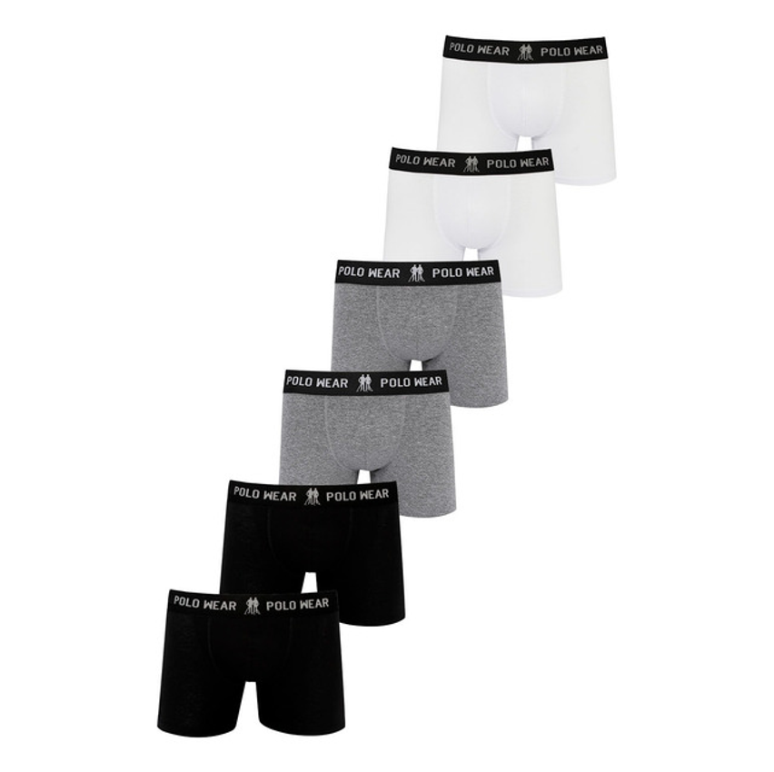 Kit 6 Cuecas Boxer Algodão Polo Wear Sortido