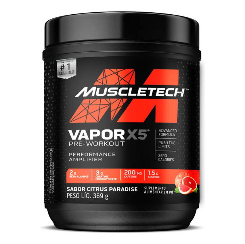 Creatina Vapor X5 Pré Treino Muscletech Citrus 369g Pó Sabor Citrus Paradise