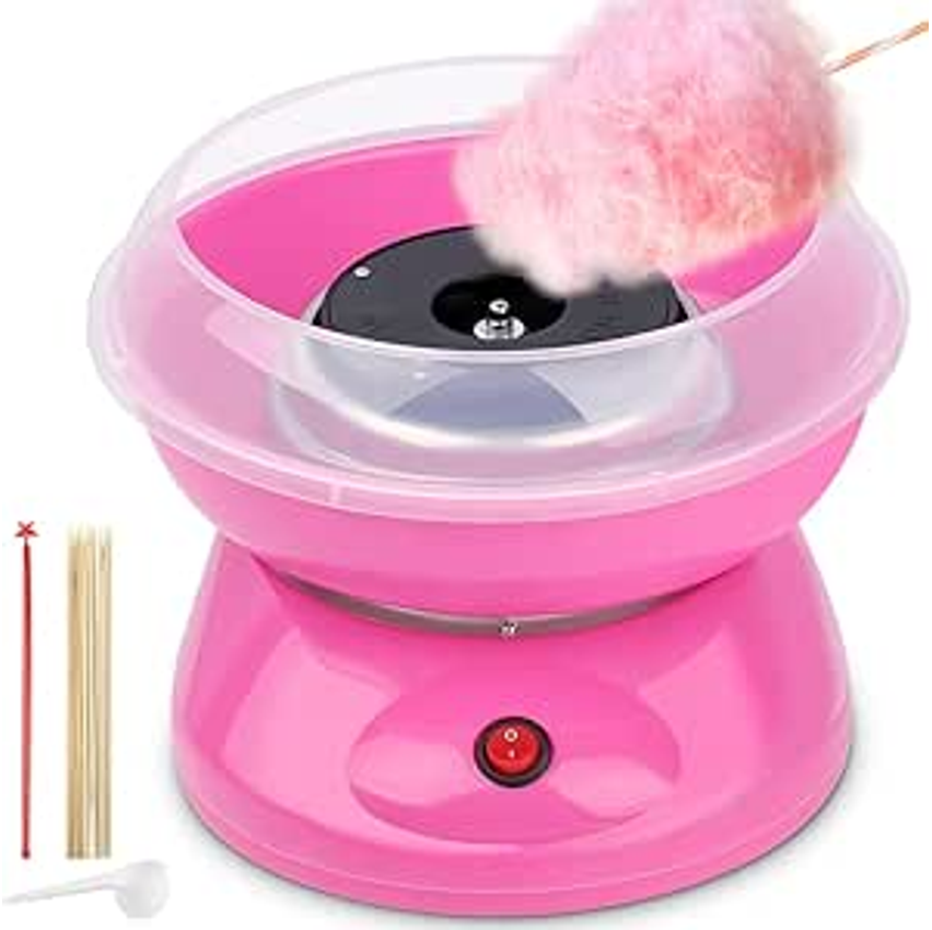 Máquina de Algodão Doce, Mini Máquina de Algodão Doce 220v, Máquina Elétrica de Marshmallow (Rosa)