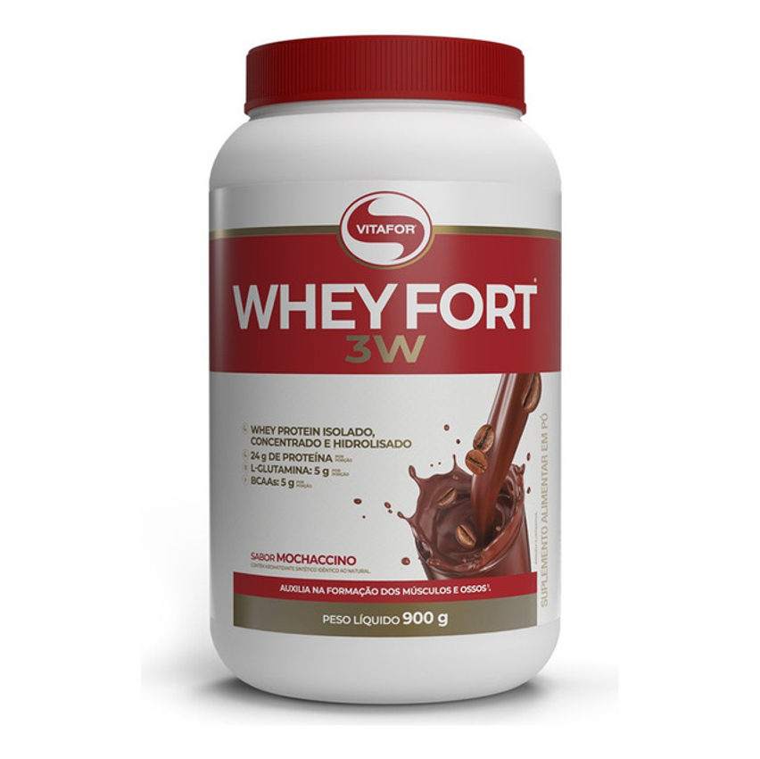 Suplemento Em Pó Whey Fort 3w Whey Protein Proteina Isolada Vitafor Sabor Mochaccino