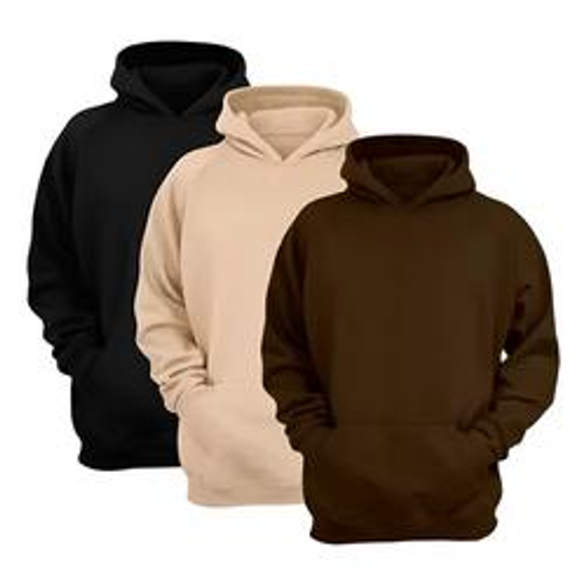Kit 3 Moletom Canguru Com Capuz Liso Frio Unissex Com Bolso