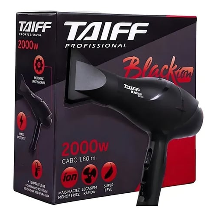 Taiff Black Ion Secador De Cabelo Profissional 2000w Cor Preto
