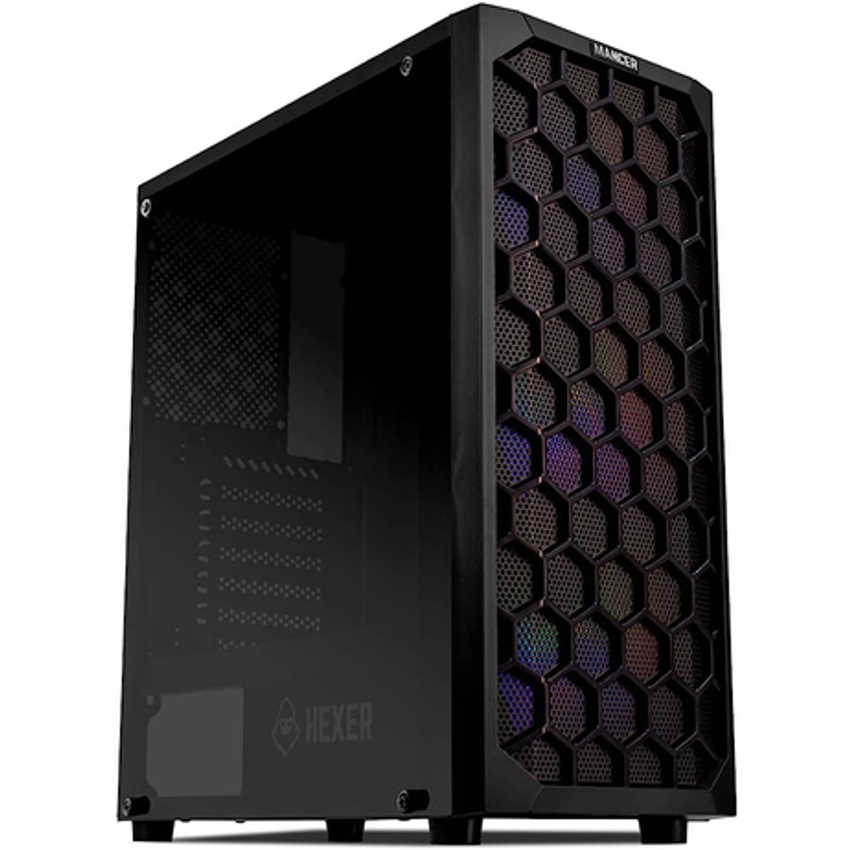 Gabinete Gamer Mancer Hexer, Rainbow, Mid-tower, Lateral De Vidro, Com 3 Fans