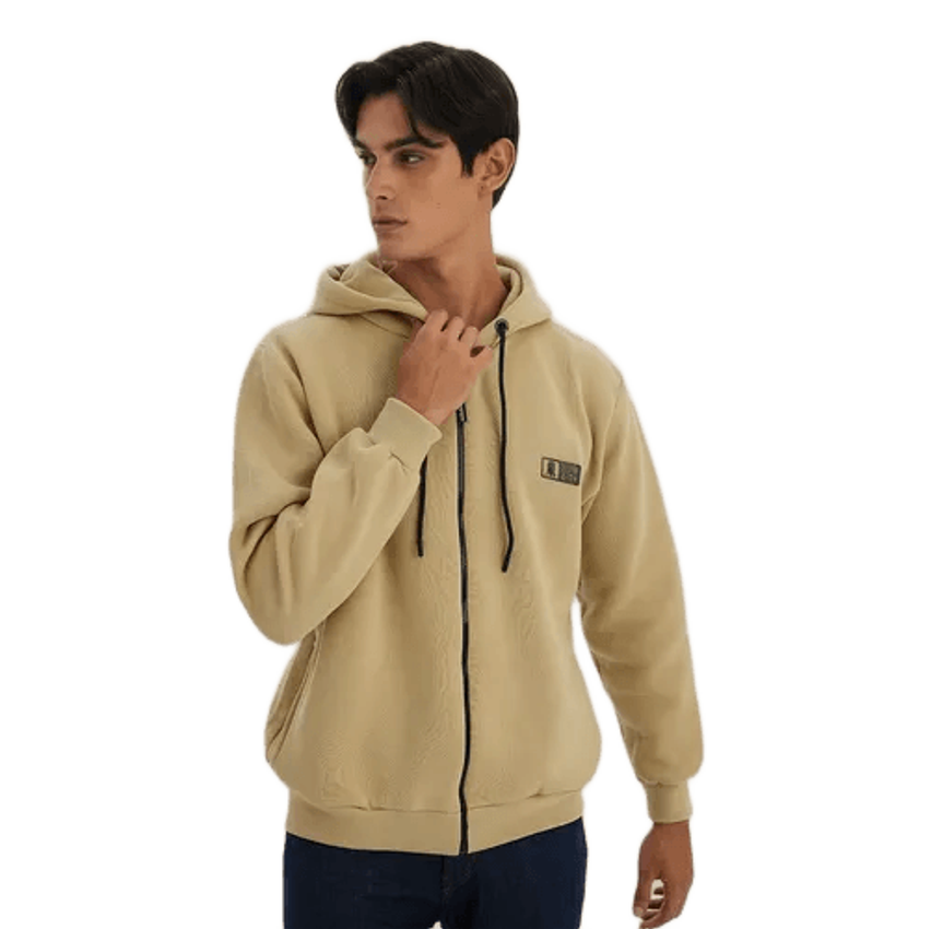 Blusa Moletom Masculina Com Zíper Polo Wear Bege Médio