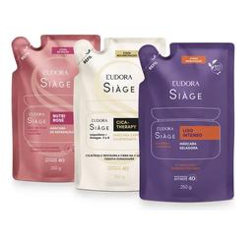 Combo Siàge Máscaras: Refil Liso Intenso 250g + Refil Nutri