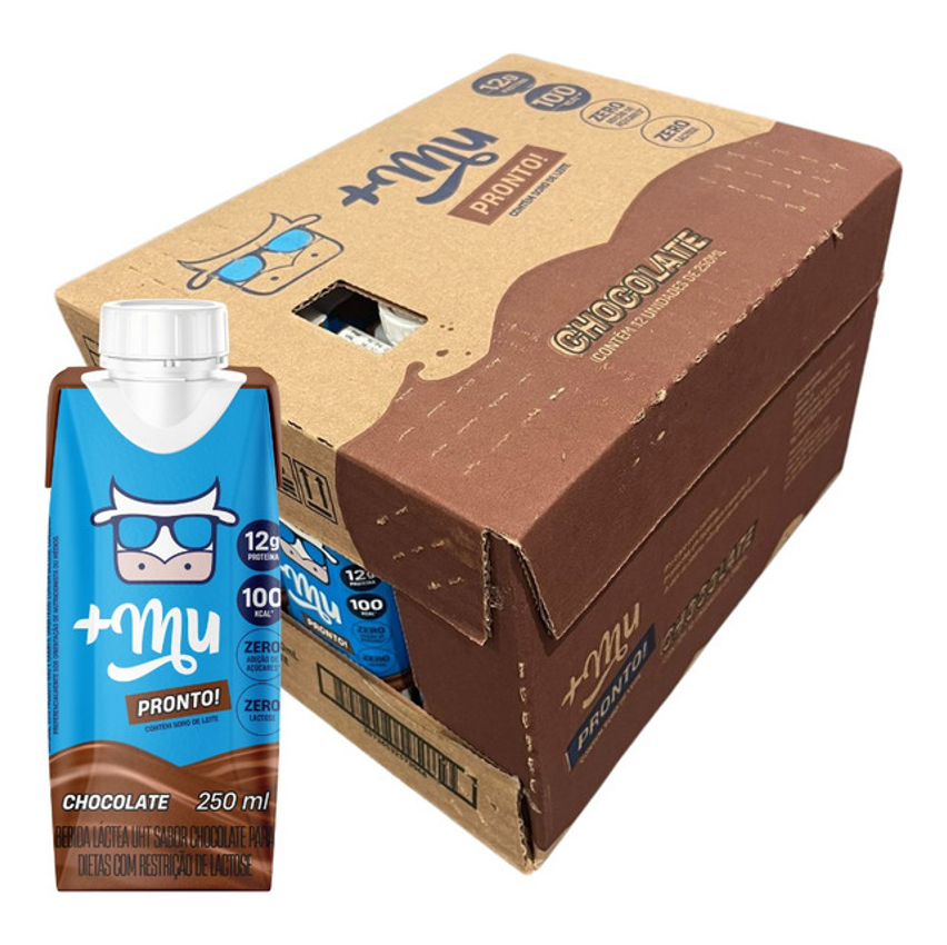 +mu Pronto Bebida Com Whey Chocolate 250ml -12 Unidades