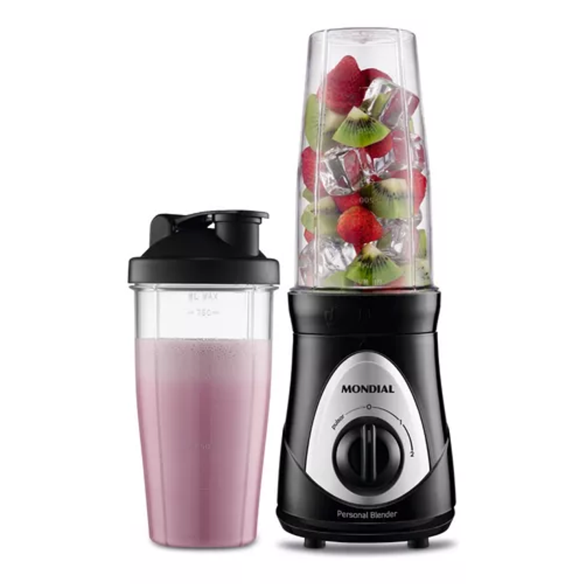 Liquidificador portátil Mondial Personal Blender DG-01 750 mL preto e prata com jarra de plástico 127V - Inclui 1 acessórios