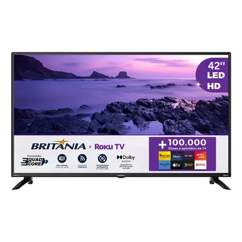 Smart Tv Britânia 42'' Btv42g6fr2cp Roku Tv Dolby Audio Hdmi