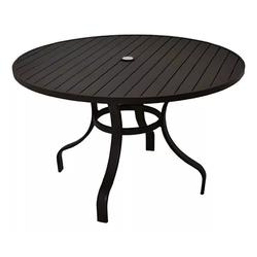 Mesa Alumínio Ripado 120cm C/ Furo Guarda Sol Piscina Jardim