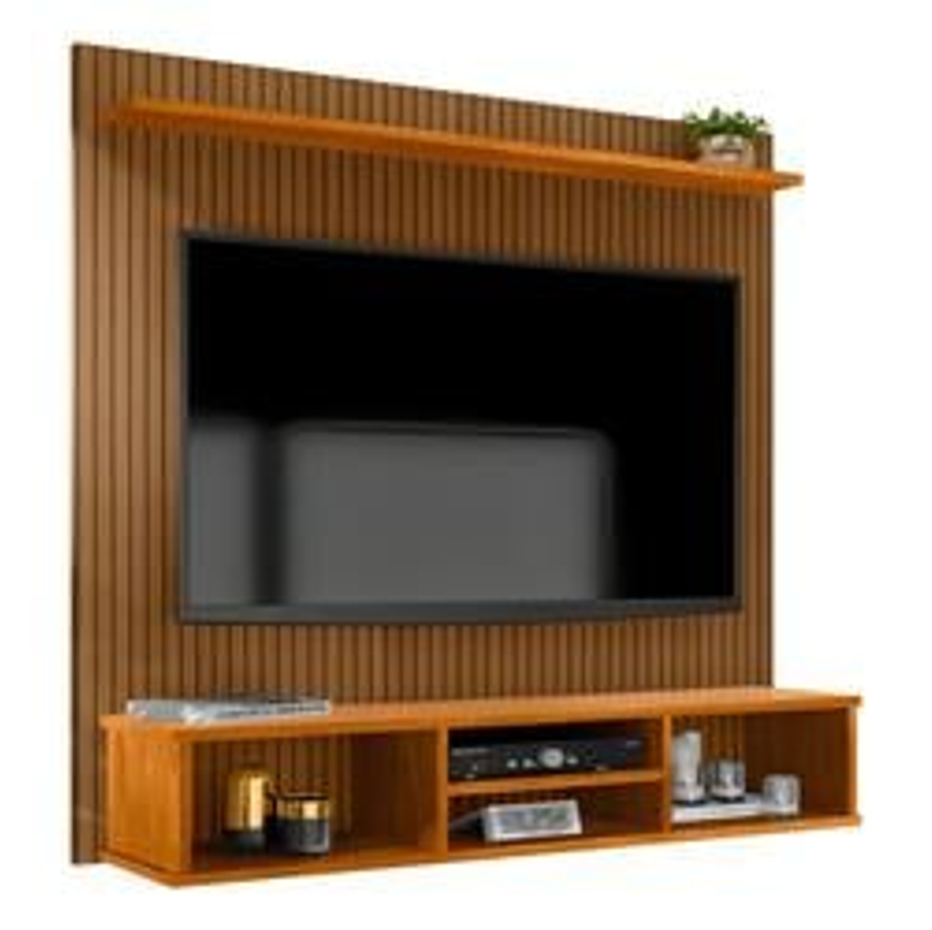 Home Painel Simples Tv Sala 50 Pol Ripado Com Nicho Naturale
