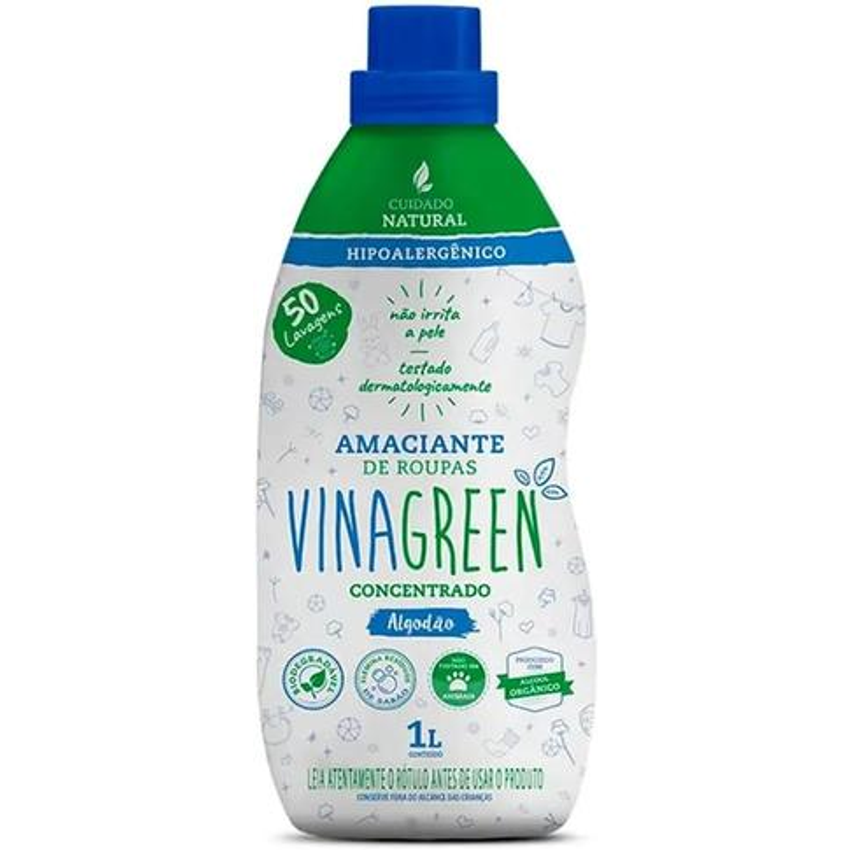 Vinagreen Amaciante de Roupas Algodão - 1L (Pacote pode variar)