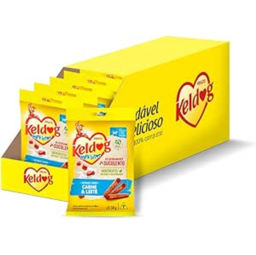 Pack de Bifinho Keldog Mini Bites Carne e Leite 50g - 20 unidades