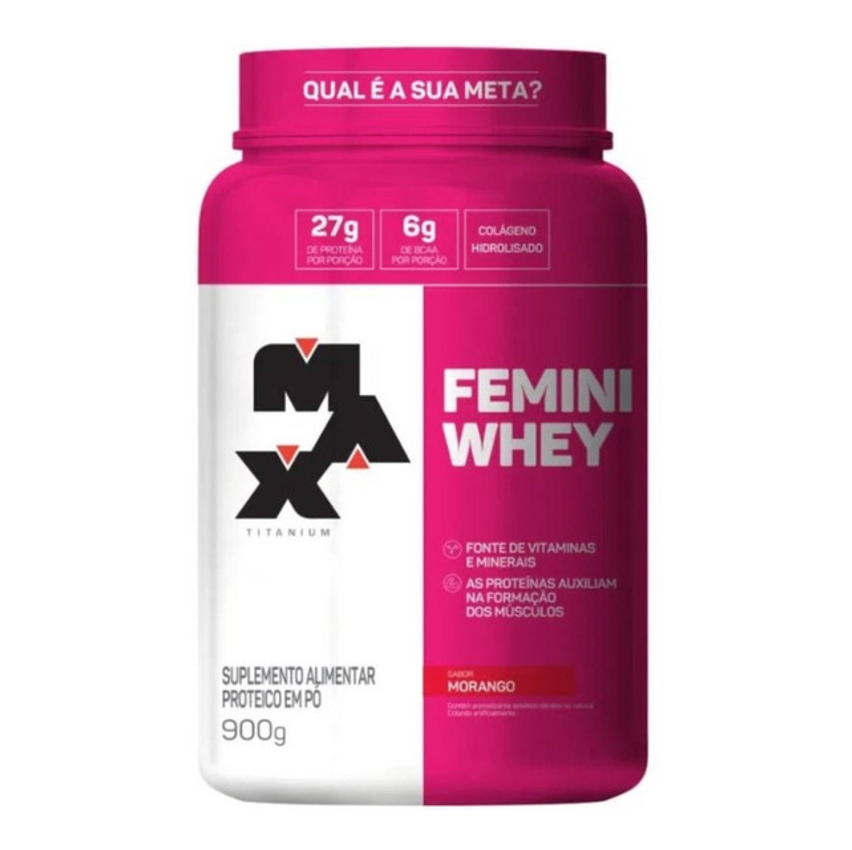 Suplemento En Pó Max Titanium Proteínas Sabor Morango X 900g