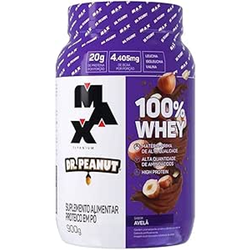 100% Whey Max Titanium x Dr. Peanut (900g), Sabor Avelã