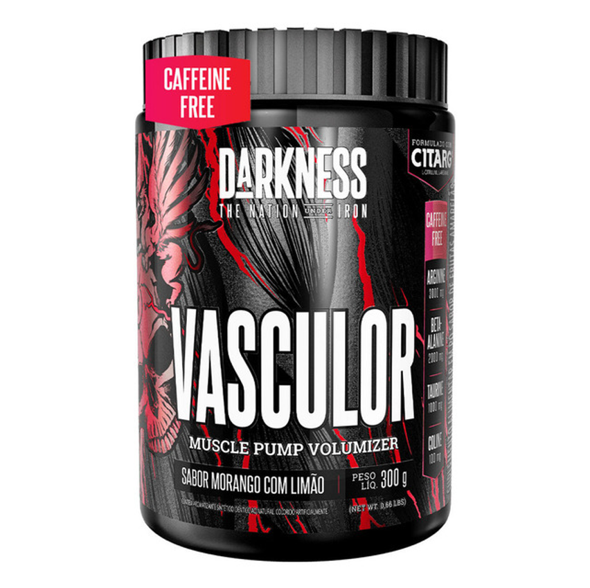 Vasculor Pré Treino Darkness Morango Limão Sem Cafeína 300g