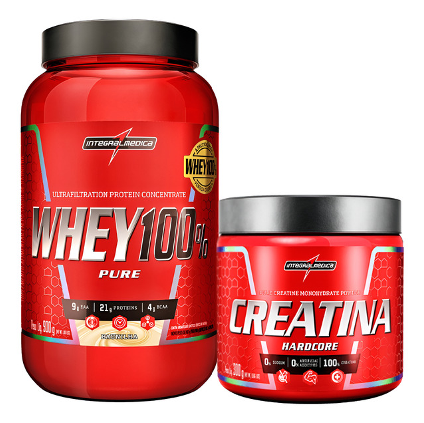 Whey 100% Pure Integralmedica + Creatina Pure Hardcore 300g