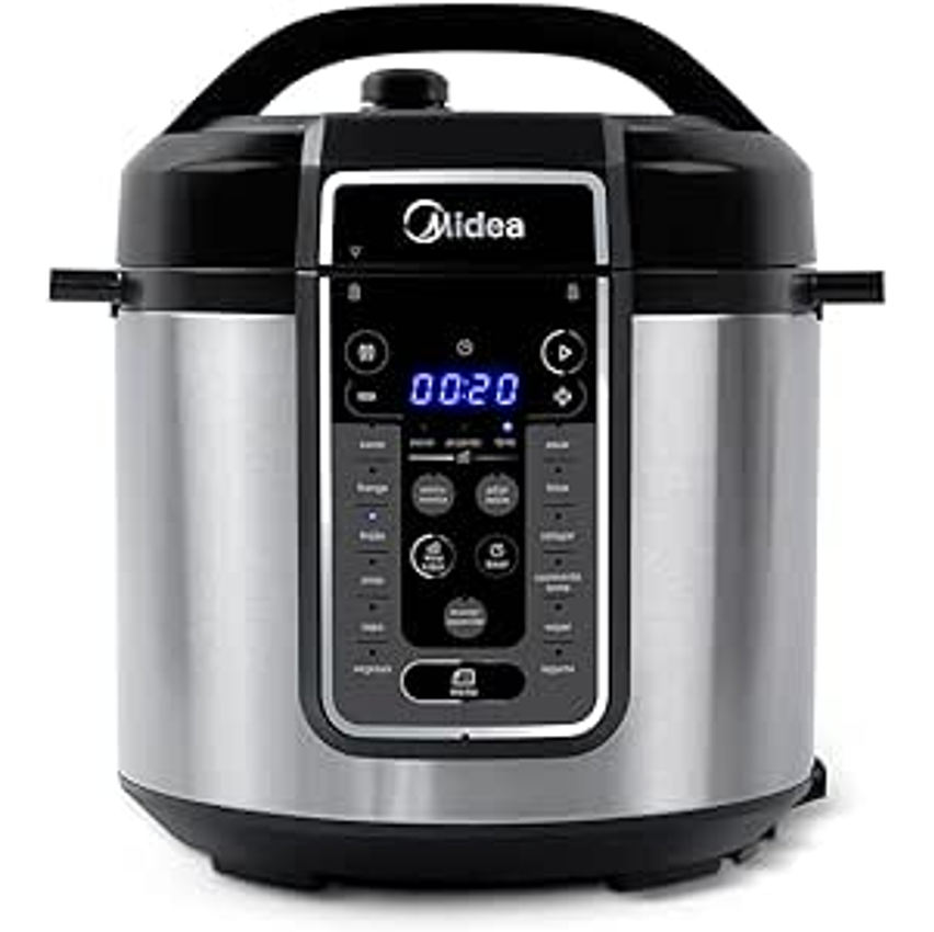 Midea Panela De Pressão Elétrica 6l Com 12 Receitas Pré-programadas, 3 Níveis De Pressão E Display Digital, Silenciosa E Segura Com 10 Recursos De Segurança, 127v