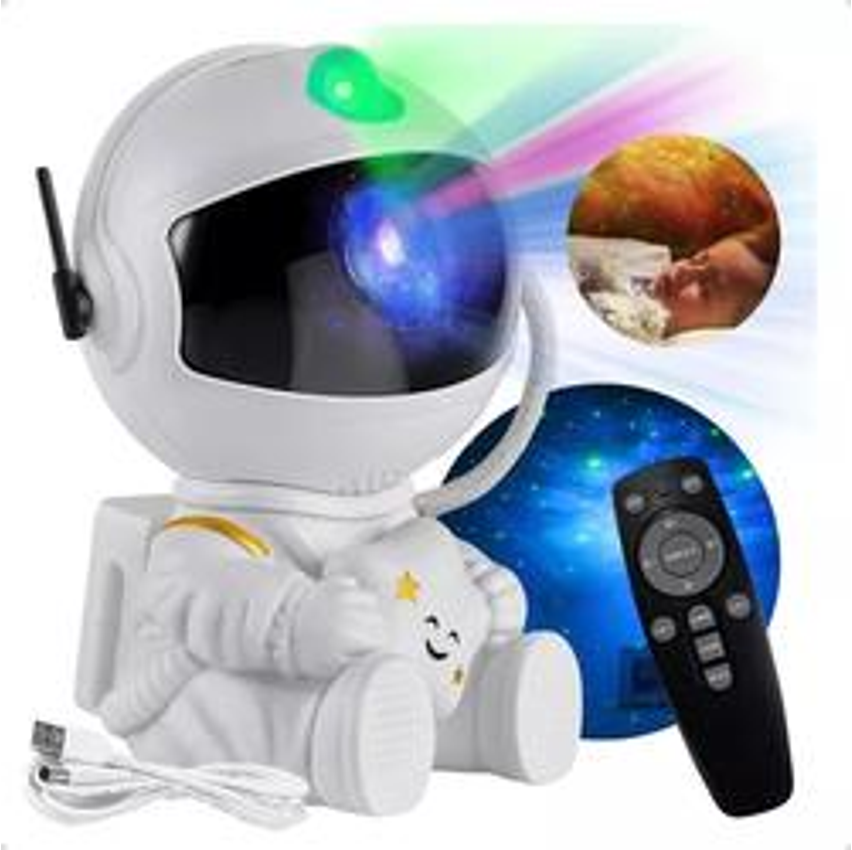 Luminária Astronauta Projetor Led Infantil Galáxia Estrela