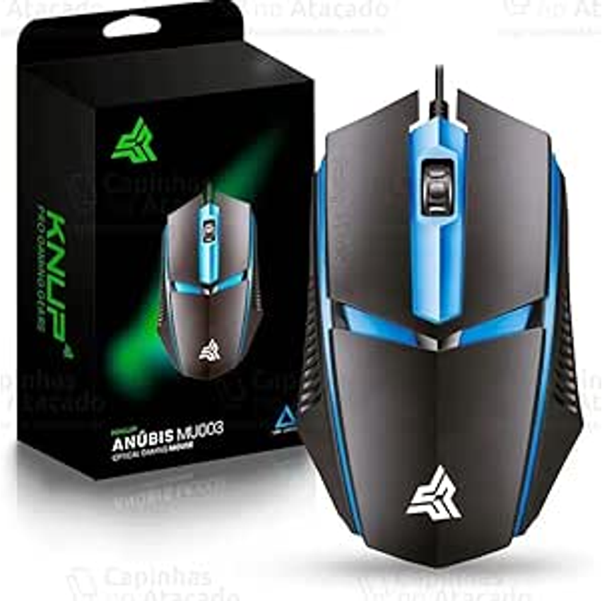 Mouse Gamer MU-003 1200 DPI Com LED RGB Alta Precisão e Velocidade Jogos Ideal Para Trabalho Estudos Cabo Reforçado Super Rápido Ergonômico - Preto