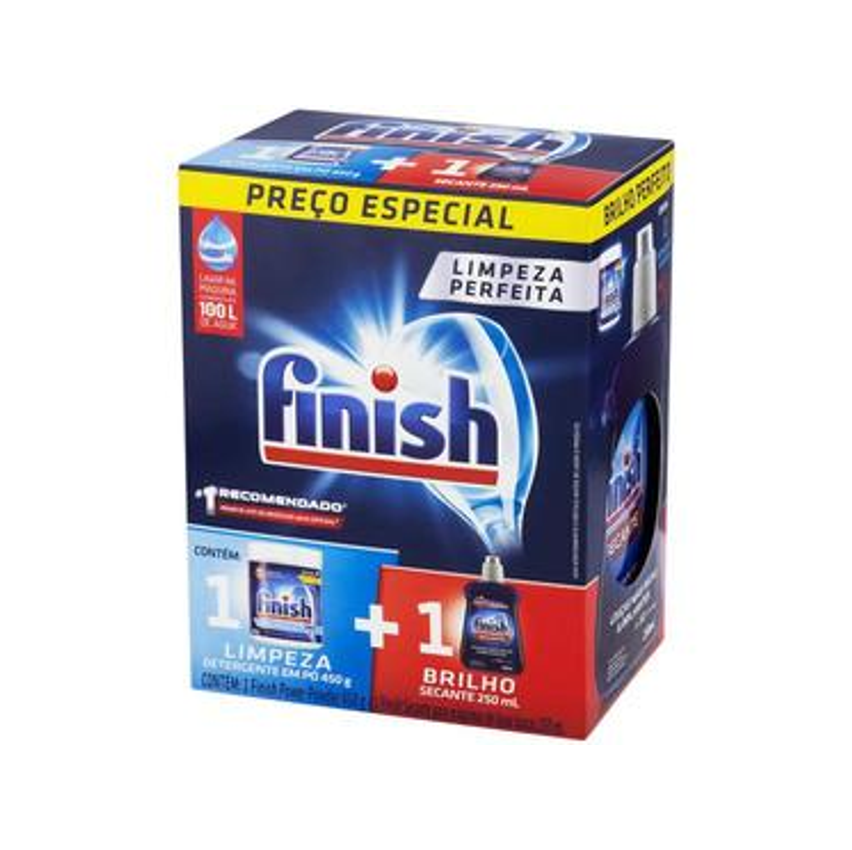 Detergente em Pó Concentrado para Lava-louças Finish sem Perfume Advanced Power Powder 450g com Secante