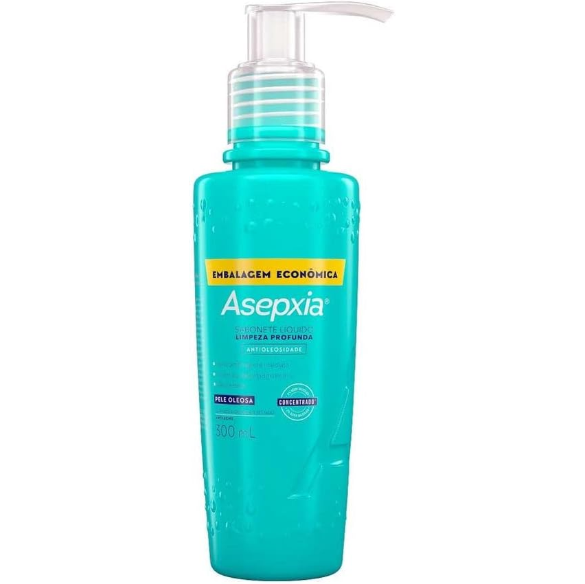 Asepxia Sabonete Líquido Limpeza Profunda Pele Oleosa 300mL