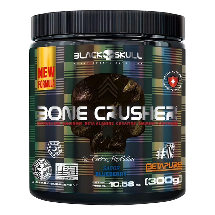 Pré Treino Bone Crusher Sabor Blueberry 300g Black Skull