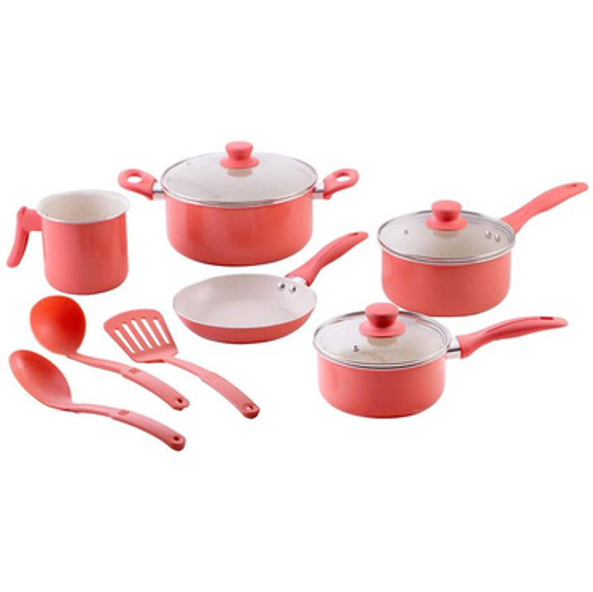 Jogo de Panelas Brinox de Alumínio Rosé 8 Peças Easy