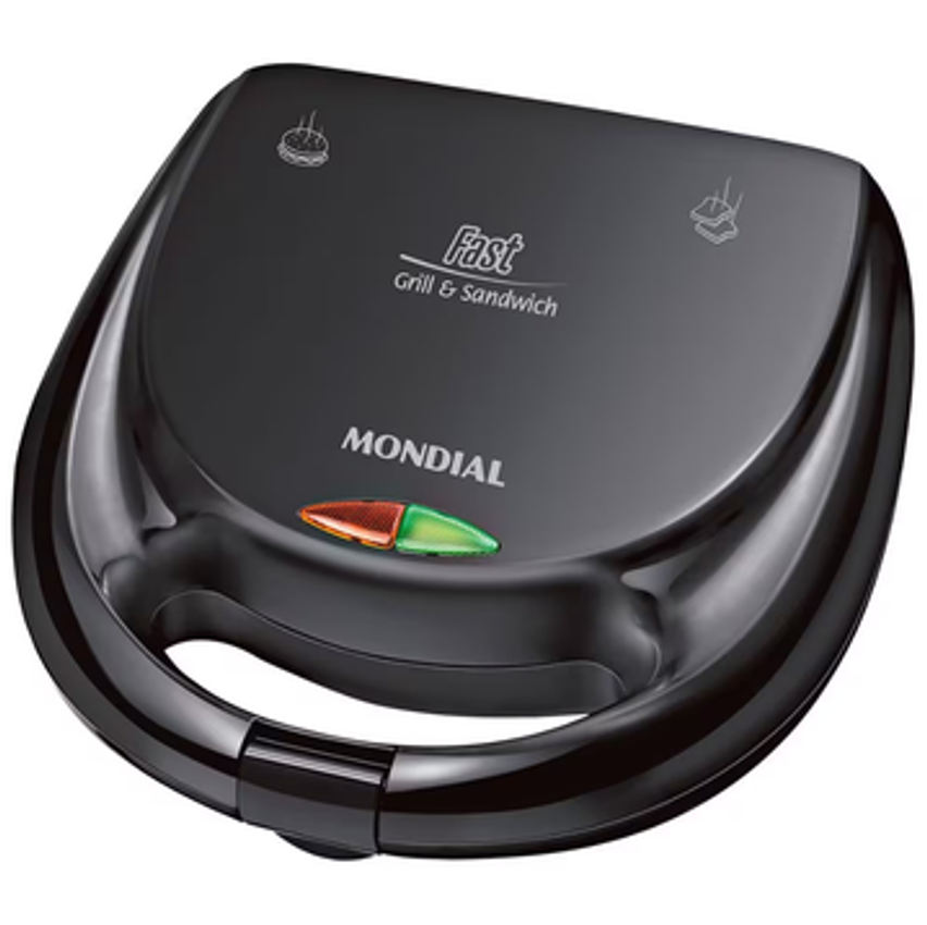 Sanduicheira Fast Grill e Sandwich Mondial S-12 750W - Preta
