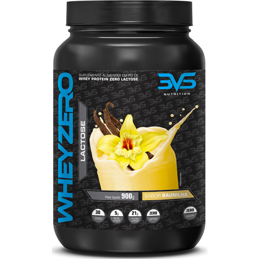100% Pure Whey Zero Lactose 900g Com 21g De Proteína Por Dose 3vs Nutrition - Sabor: Baunilha