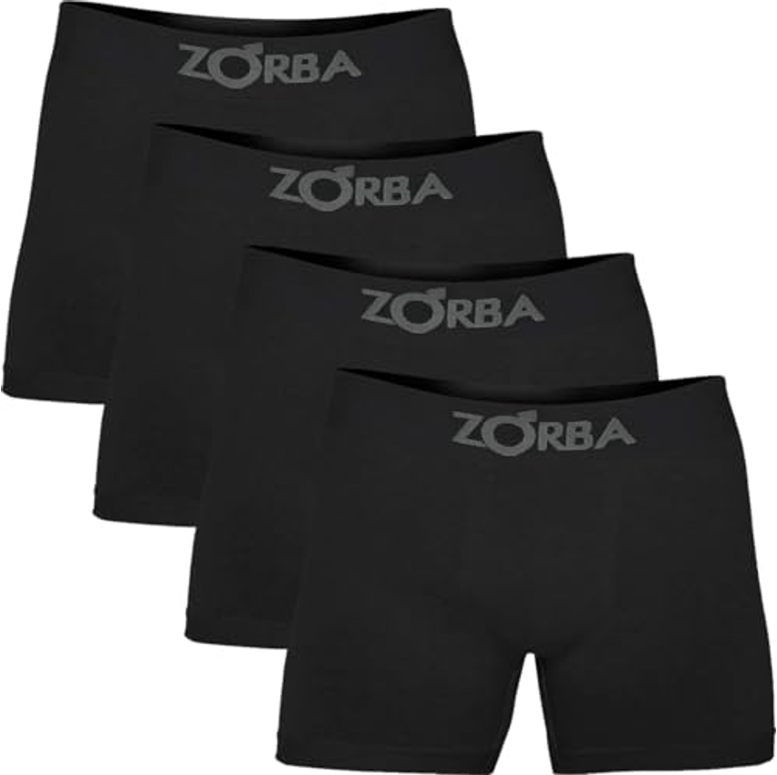 Kit com 4 Cuecas Boxer Algodão Sem Costura Zorba (BR, Alfa, GG, Regular, Preto)