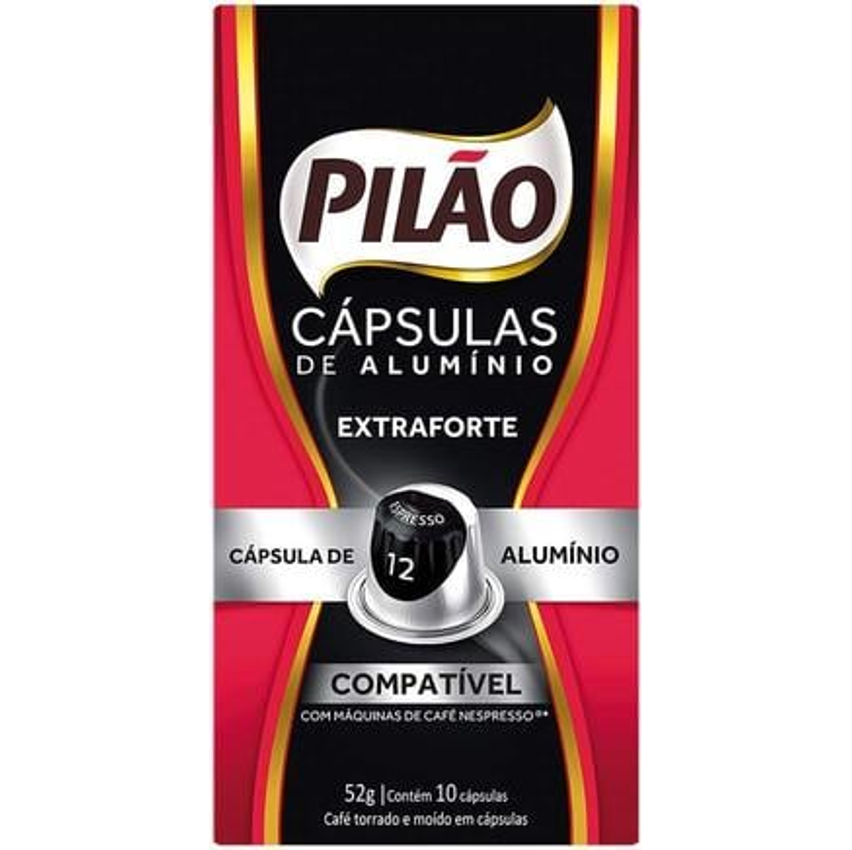 Café em Cápsula Torrado e Moído Espresso Extraforte Pilão Caixa 52g 10 Unidades