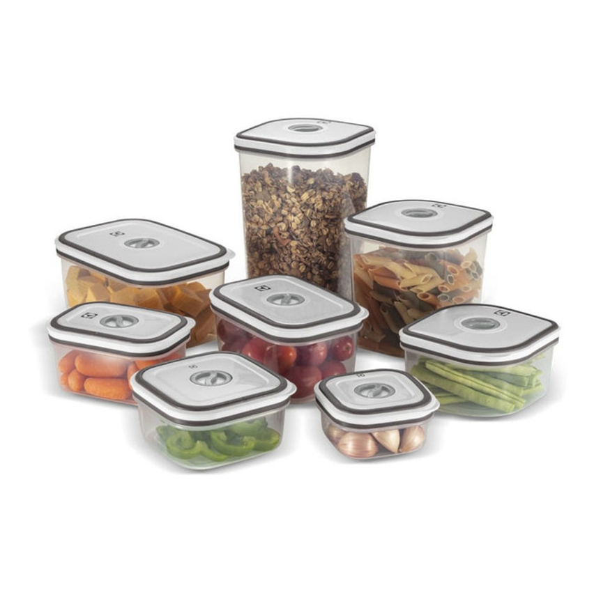 Kit Potes Plásticos Transparente Com Tampa Branca 8 Unidades Electrolux