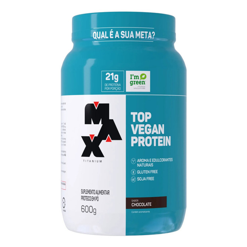 Top Vegan Protein Em Pó Pote 600g Chocolate - Max Titanium