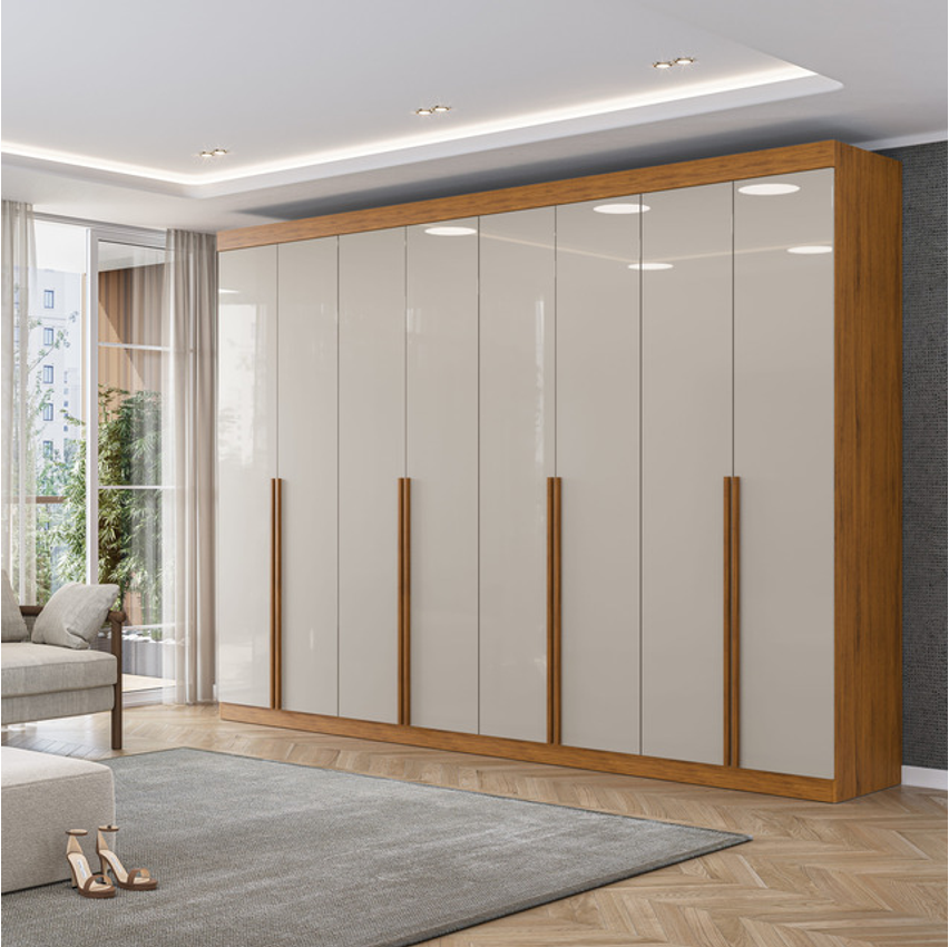 Guarda Roupa Casal 8 Portas Amplo Moderno Puxadores Em Mdf