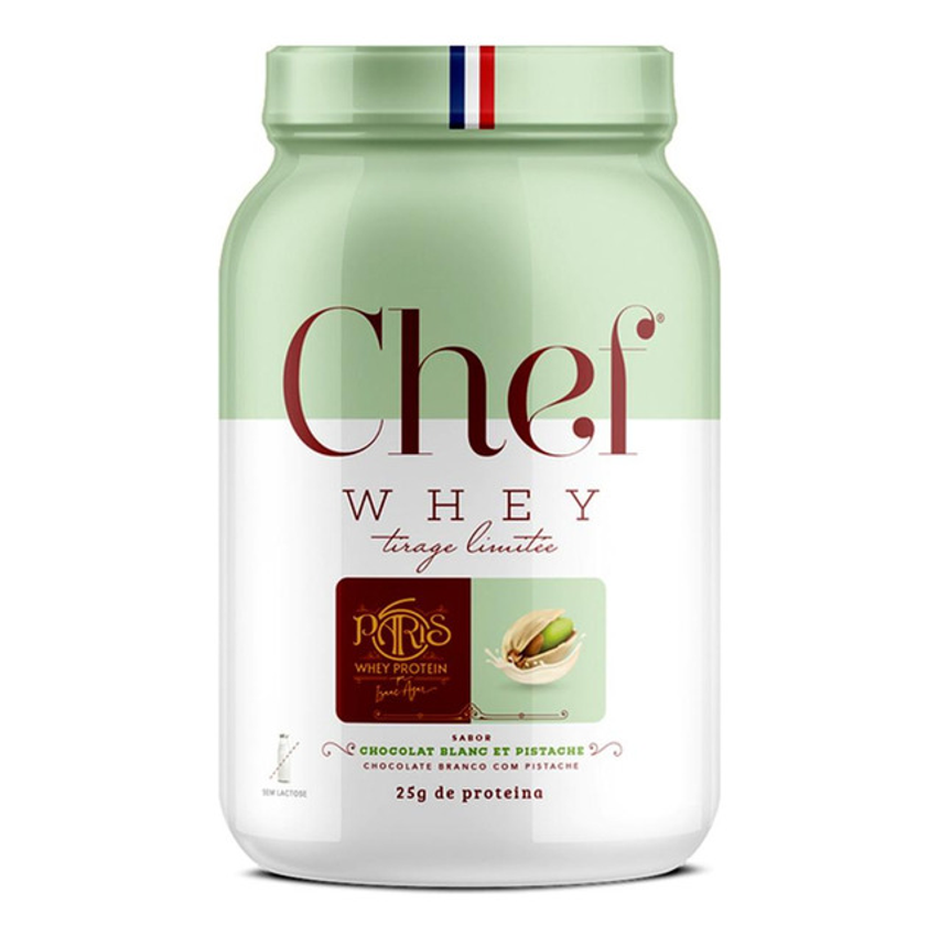 Chef Whey Protein Gourmet Paris 6 Zero Lactose 800g Chef Sabor Pistache Com Chocolate Branco