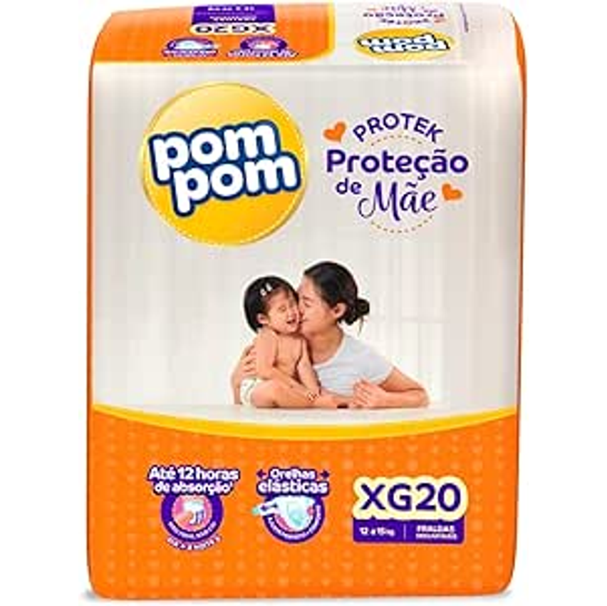 Fralda Pom Pom Protek Proteção de Mãe Jumbo XG 20 Unidades