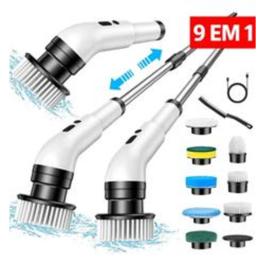 Escova De Limpeza Elétrica Janela Banheiro E Cozinha 9 Em 1 Cor Branco