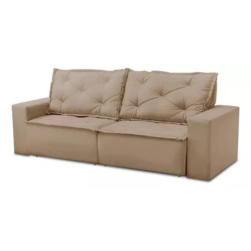 Sofá Retrátil Reclinável 2 Lugares Molas 1,50m Ana Suede Cor Cappuccino