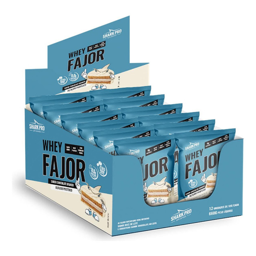 Alfajor Wheyfajor 12 Unidades 55g Chocolate Branco Shark Pro