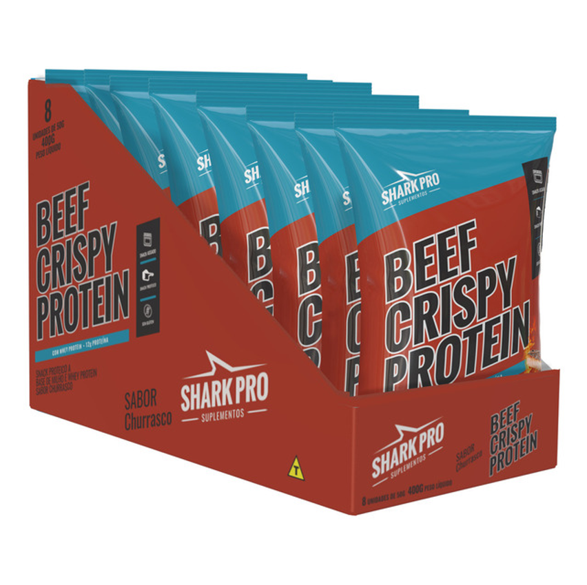 Beef Crispy Protein Display C/ 8 Unid 50g - Shark Pro
