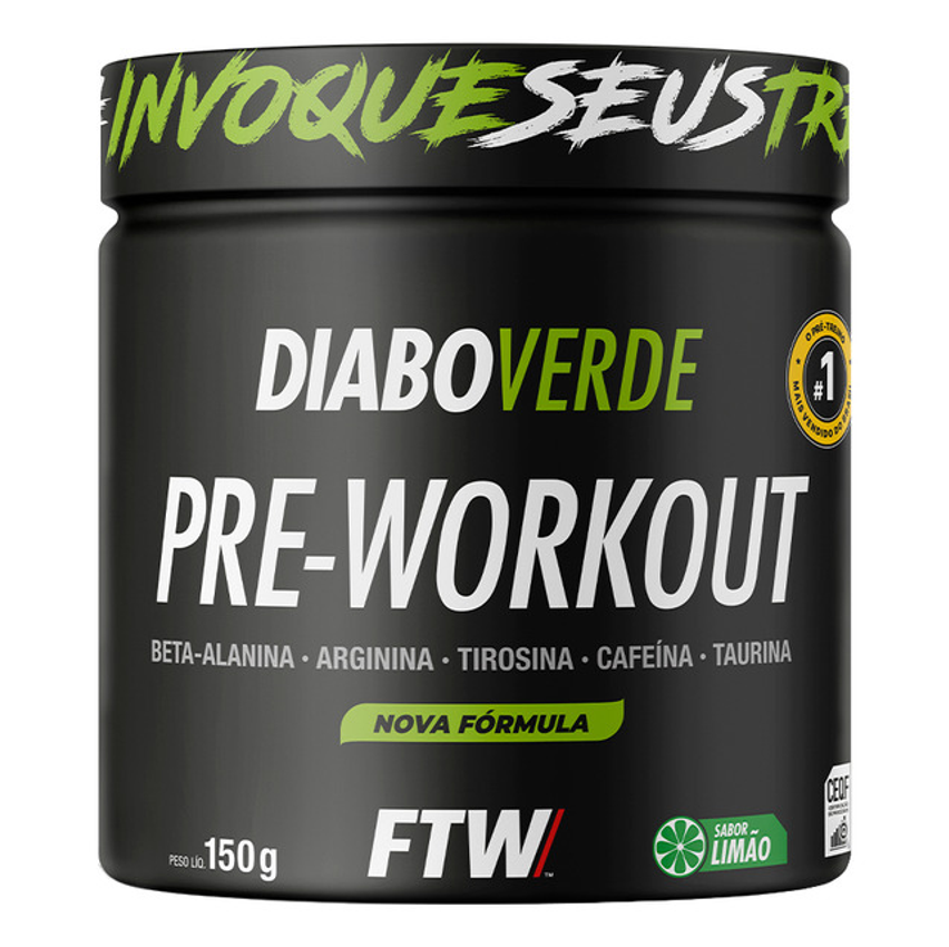 Suplemento Em Pó Verde Pre Treino Pre Workout Pote 150g Sabor Limão Ftw - Diabo Verde