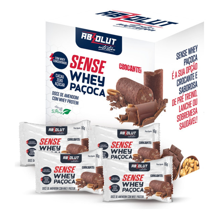 Sense Whey Paçoca Absolut Display 24 Unidades Top E Barato