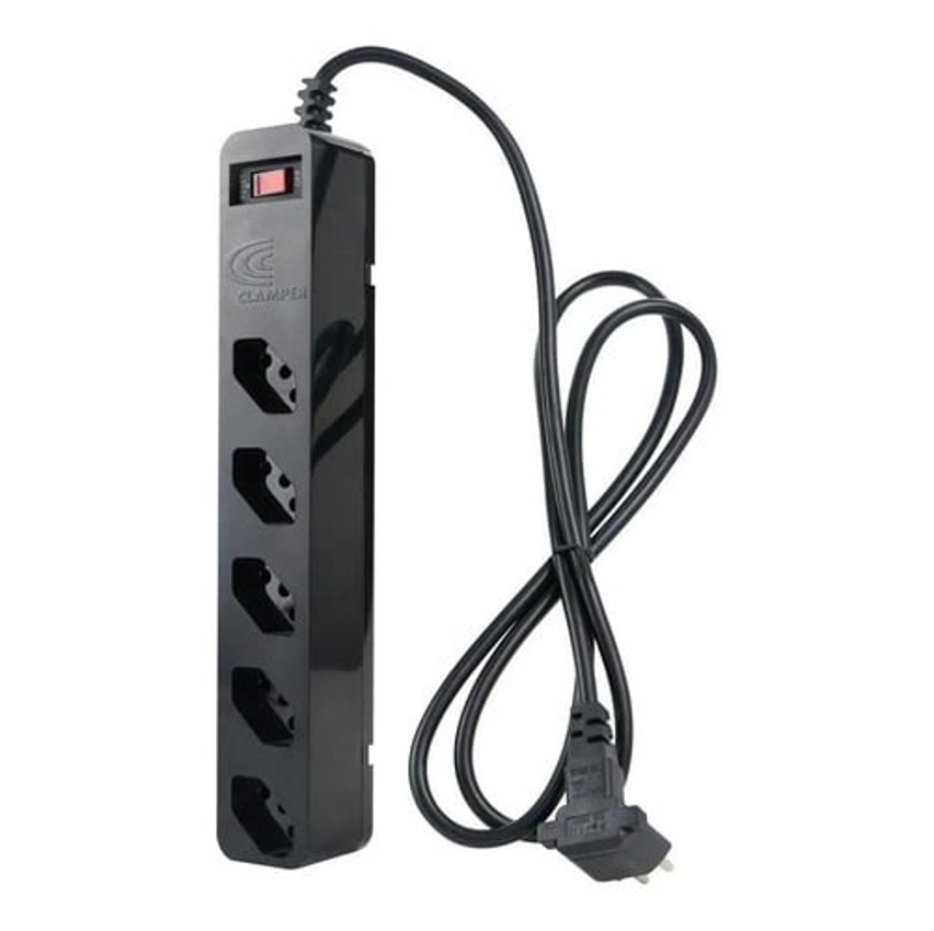 Filtro De Linha Energia 5 Tomadas Protetor Elétrico Cabo 1 Metro cor Preto 127V/220V