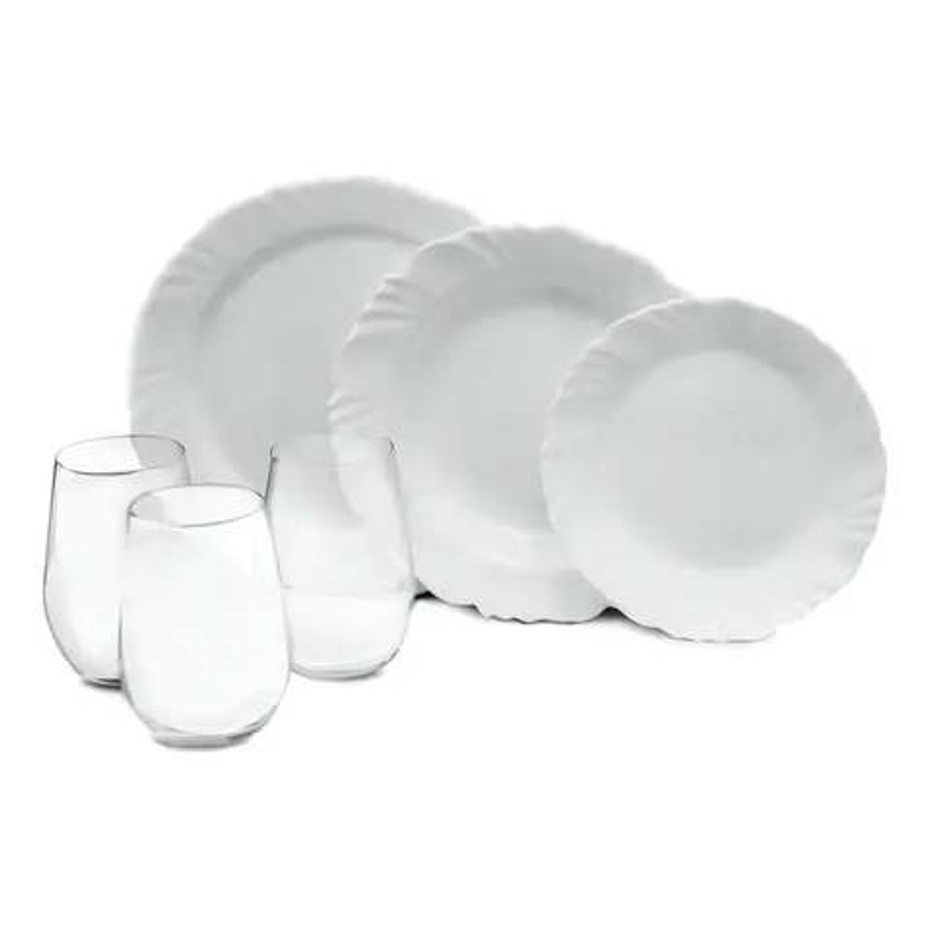 Conjunto De Pratos Fundos Duralex Opaline Pétala 24 Peças