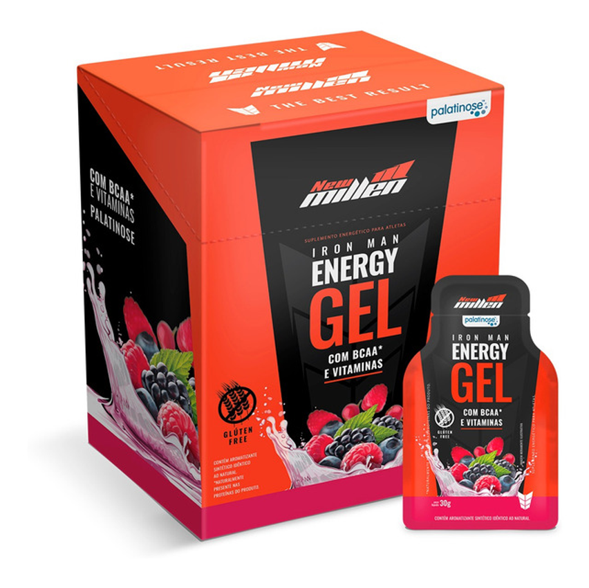 Suplemento Em Gel New Millen Iron Man Sabor Frutas Vermelhas Em Caixa De 300g